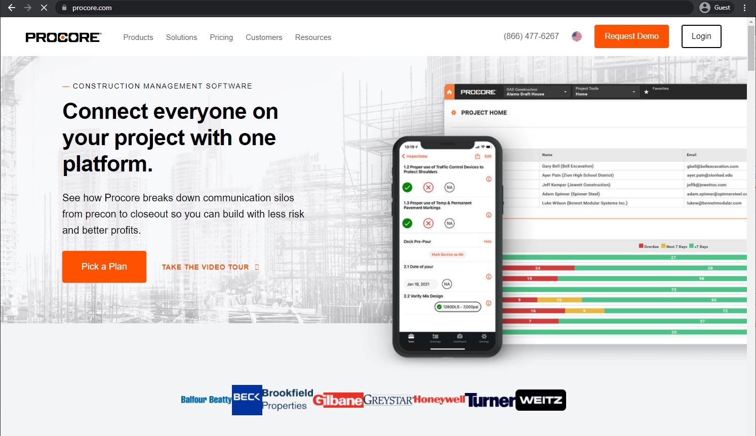 procore landing page